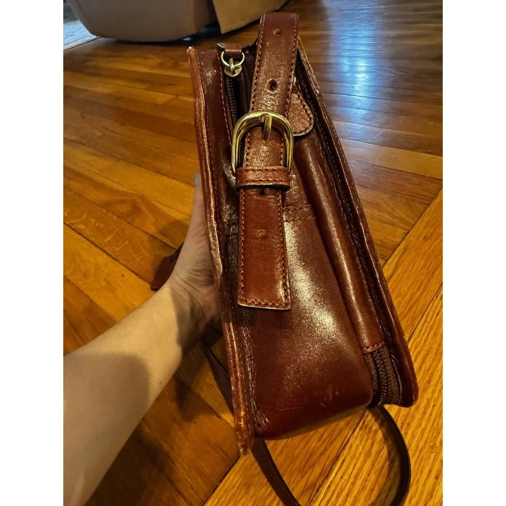 Vintage Etienne Aigner Checkerboard Weave Leather Crossbody Purse Brown Boxy Bag